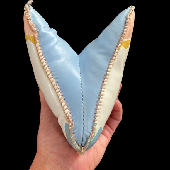 Vintage Oil Cloth Bunny Rabbit MCM Vinyl Carnival Prize Stuffed Toy 1950s Pastel - Picture 6 of 12